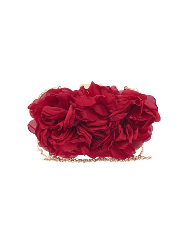 Bolso Clutch Flores Rojo