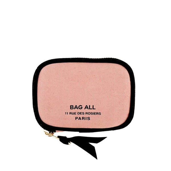 BAG-ALL Billetero pequeño rosa con ribetes negros